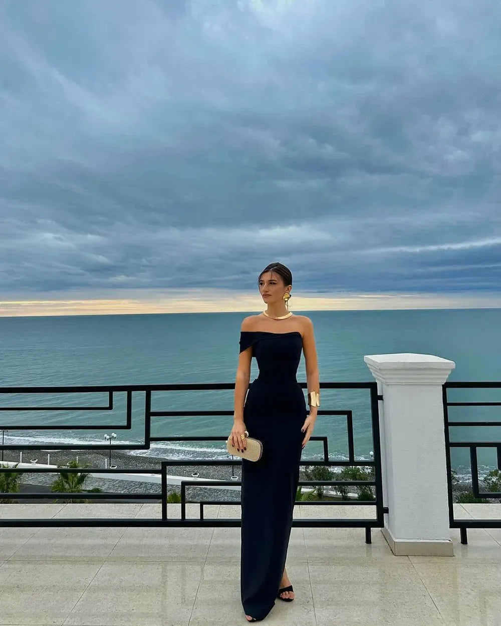 Elegant Red Mermaid Prom Dress Elastic Satin Square Long Sleeves Floor Length Formal Evening Dress vestido de gala