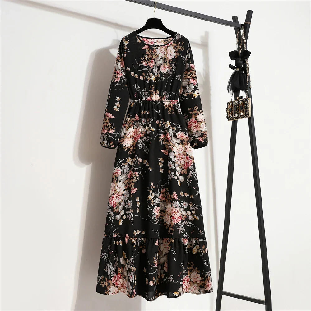 Erin Aesthetic Floral Long Dress for Summer Premium Wardrobe Essential