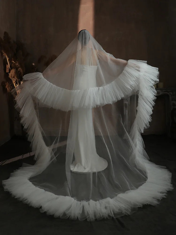 White Bridal Veil Long Lace Wedding Veils For Brides Evening Dinner Party Dress Women Girl Gifts Hair Accessories Jewelry