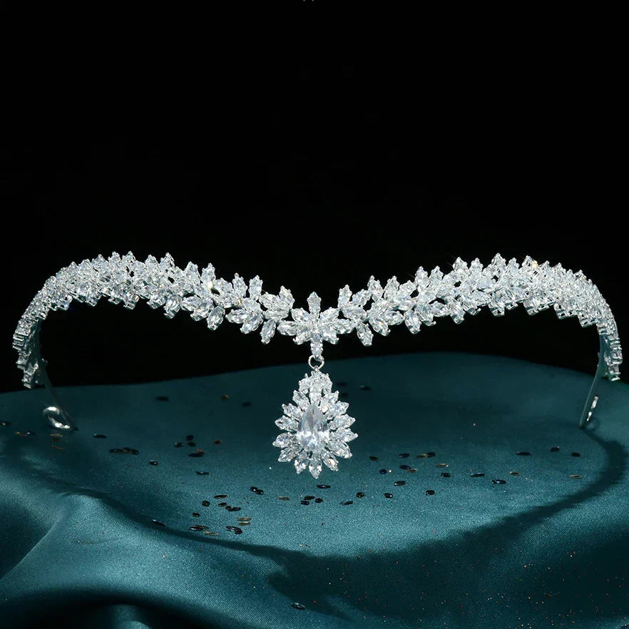 Bridal Hair Jewelry CZ Zircon Tiara Headband Cubic Zirconia Headpiece Crown For Brides Women Prom Headdress Wedding Accessories