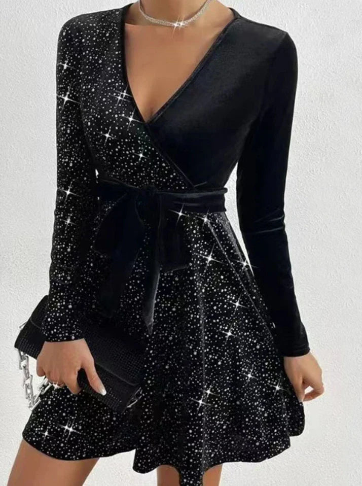 Gloria Elevated Sequin Wrap Dress Chic Boutique Collection