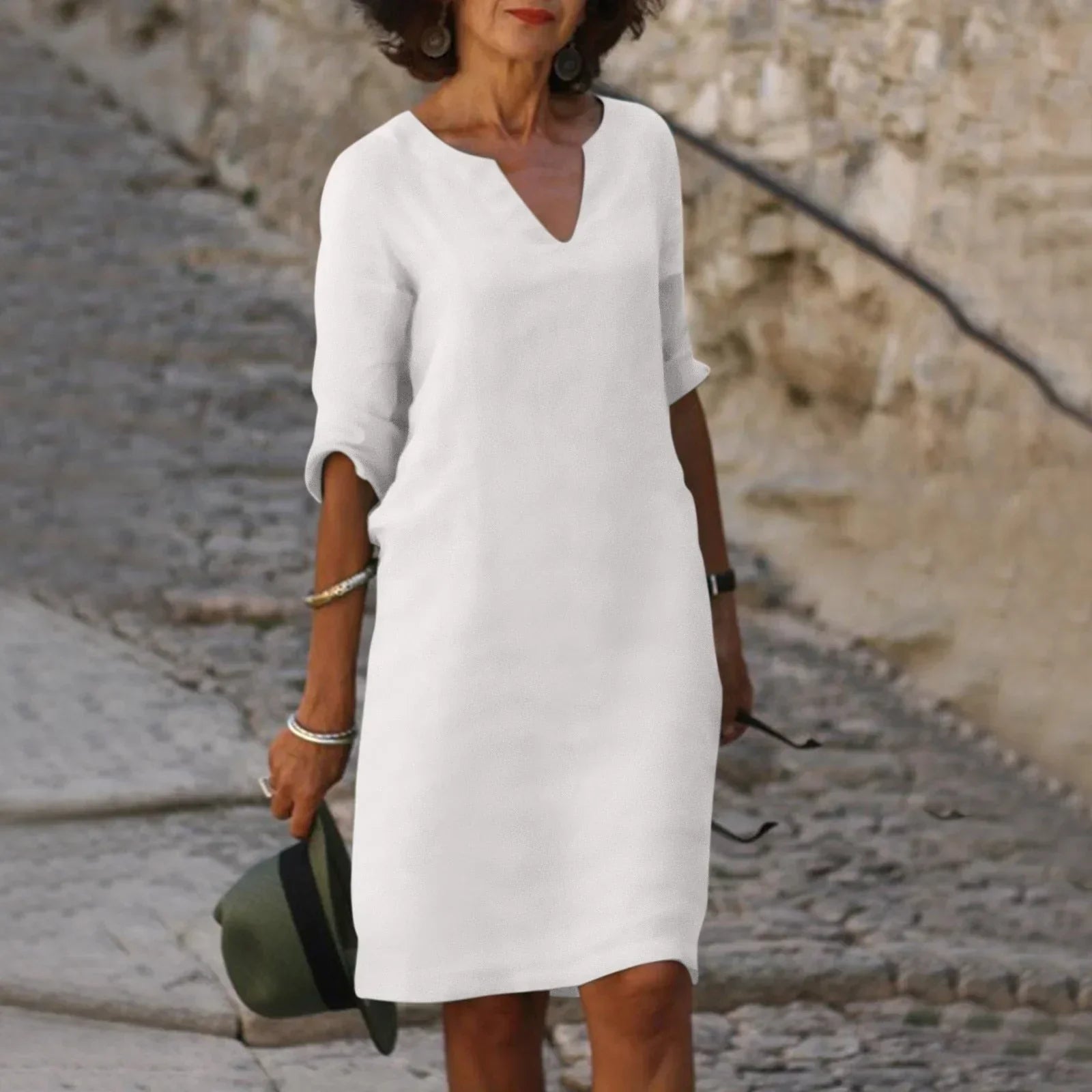 Claudia Elevated Tummy Covering V Neck Dress Statement Occasion Edit