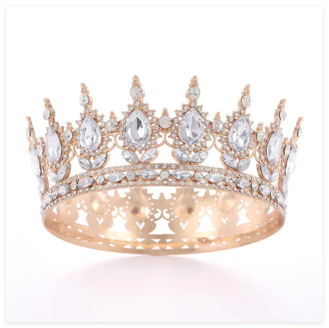Princess Queen Crowns For Women Wedding Bridal Headdress Baroque Round Tiaras Crowns For Pageant Birthday Party Hair Jewelry as pic 6