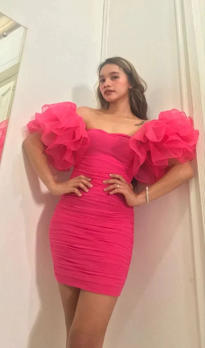 Chic Hot Pink Bodycon Dress Hot Pink Homecoming Dress Y2562 by simplepromdress