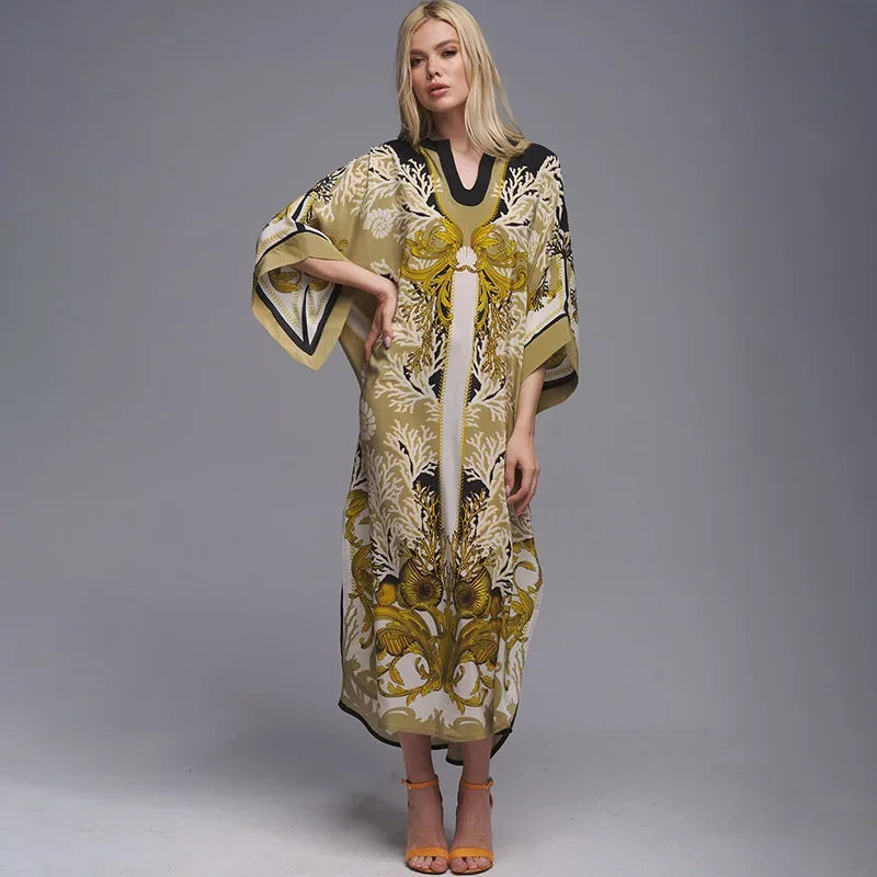 Boho Floral Print Beach Cover Up