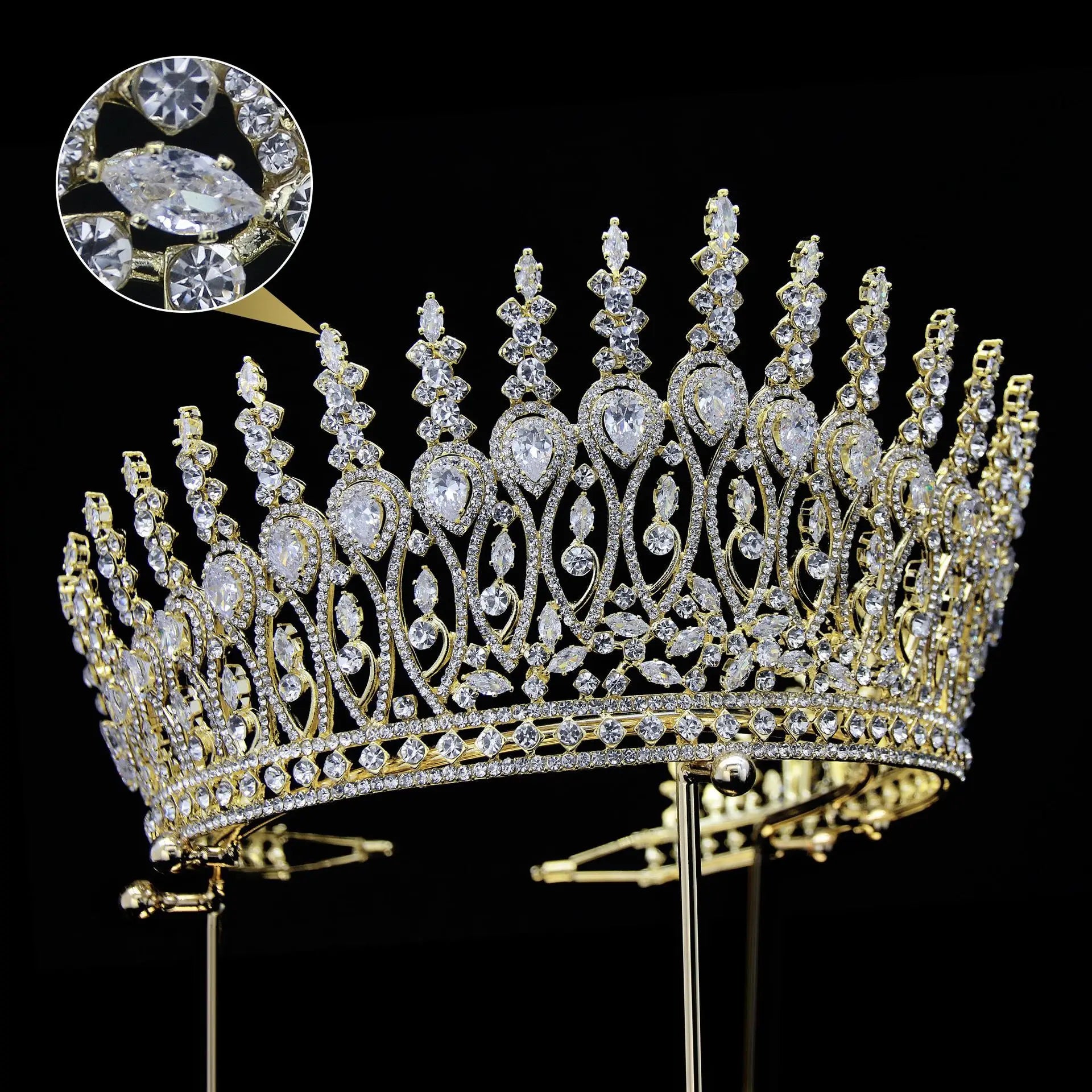 Big Large AAA Zircon Tiara Crown Zirconia Headpiece For Brides Princess Queen Headband Wedding Hair Accessories Bridal Jewelry