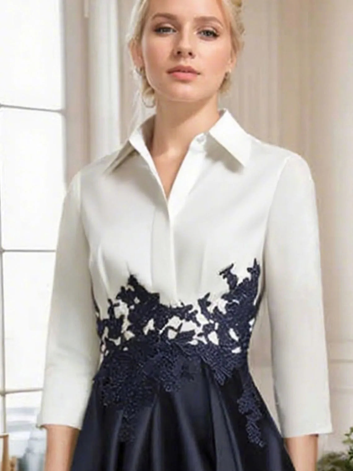 Mother Of The Bride Gown - Vintage A Line V Neck Mother of the Bride Dress Asymmetrical Evening Dress Pleats Lace Wedding Guest Gown Free Customized