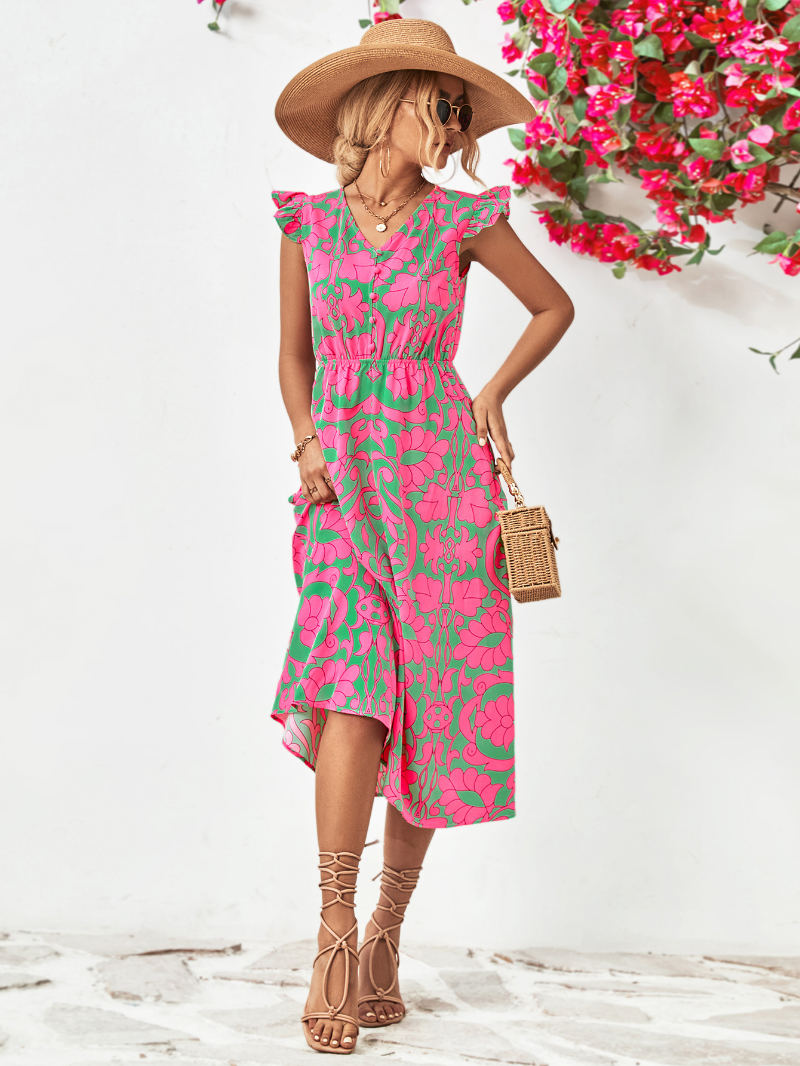 Oriana Printed Midi Dress for Women Light Breezy Style