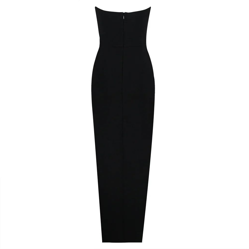 New Summer Women Sexy Strapless Keyholes Bodycon Bandage Mid-calf Dress Nightclub Party Evening Dress Wholesale