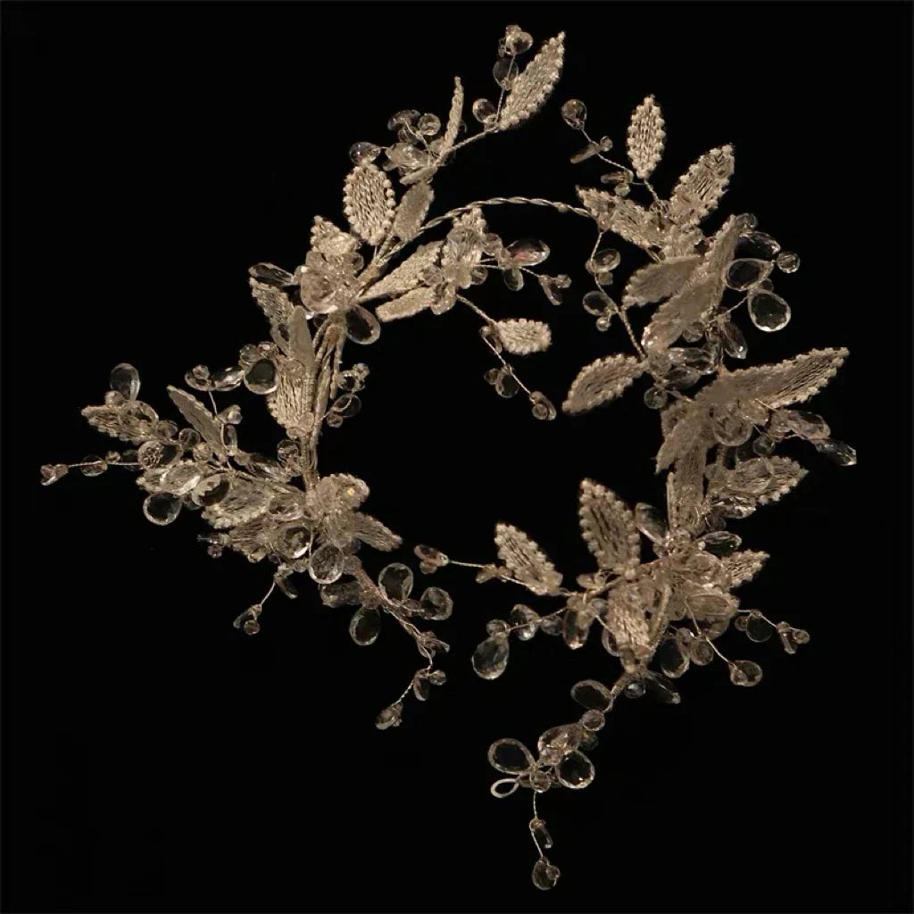 Leaf Headband Hairband Lace Headwear Headpiece For Bride Women Tiara Crown Headdress Wedding Accessories Bridal Hair Jewelry a
