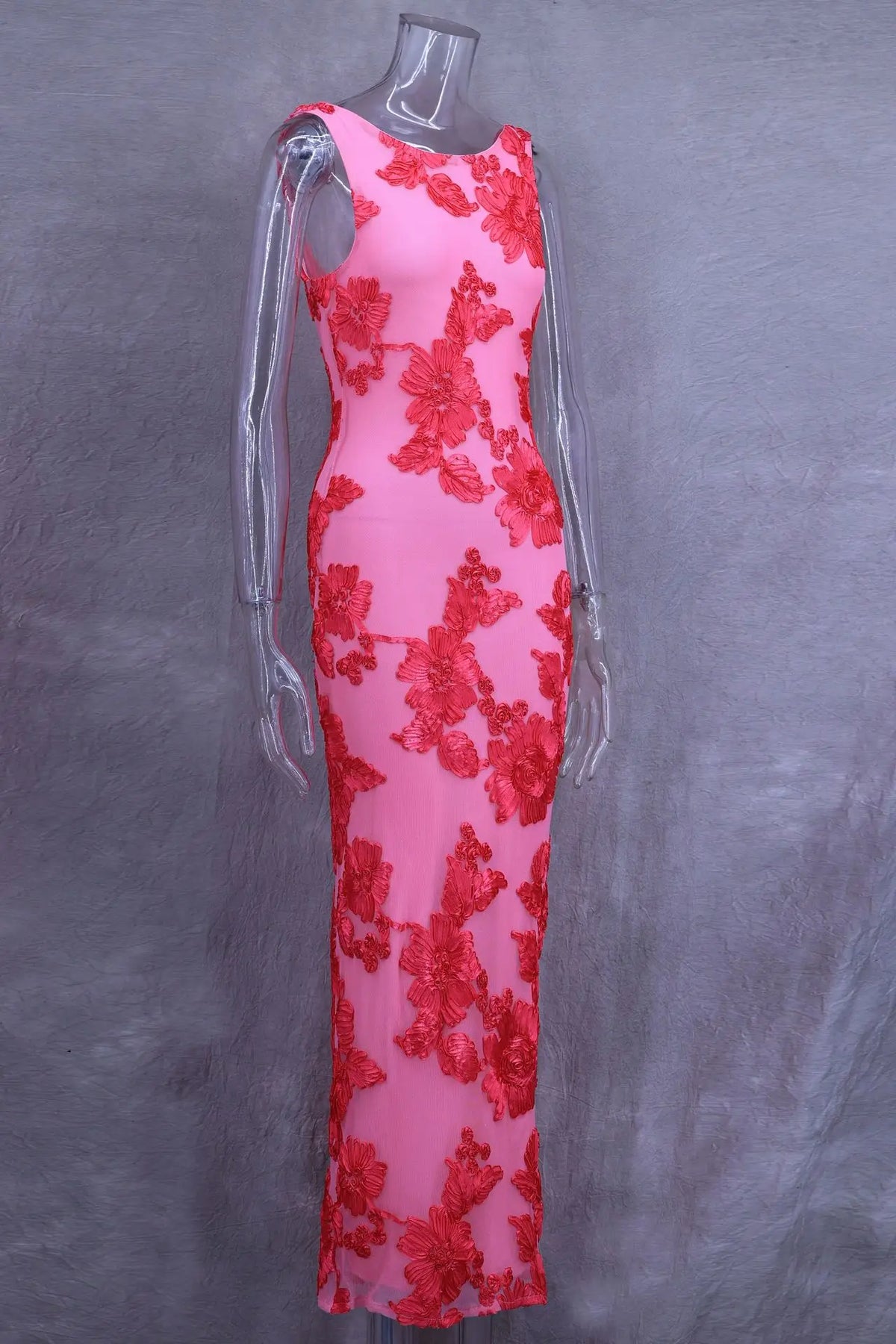 3D Flowers Sleeveless Party Midi Dress - View 5 | VelvetHem