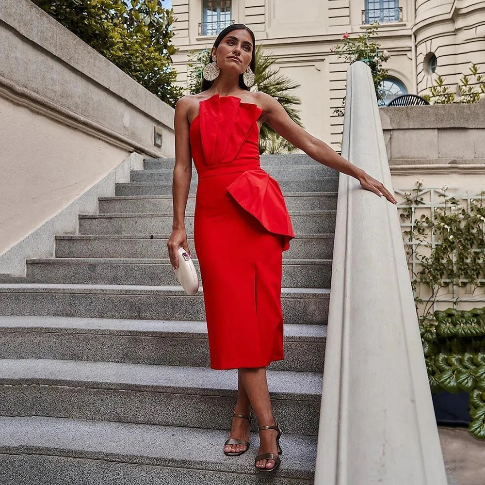 Saudi Arabia Mermaid Prom Dresses Dubai Pleat Stain Celebrity Dress Robes De Soirée Formal Evening Dresses