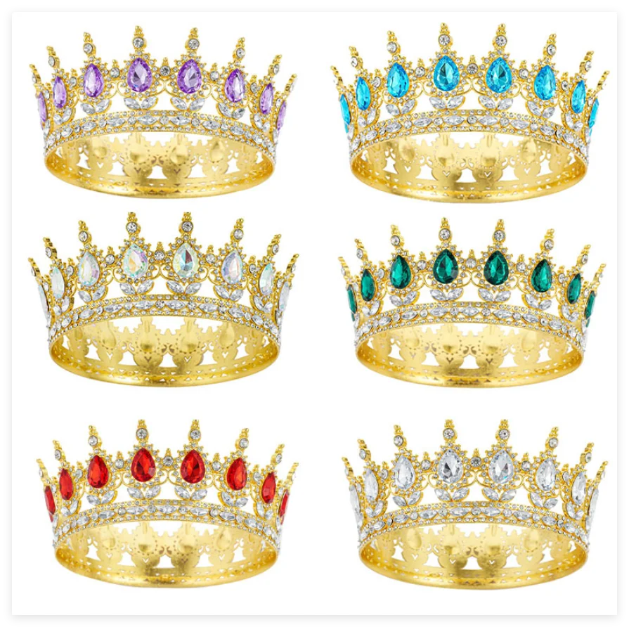 Princess Queen Crowns For Women Wedding Bridal Headdress Baroque Round Tiaras Crowns For Pageant Birthday Party Hair Jewelry