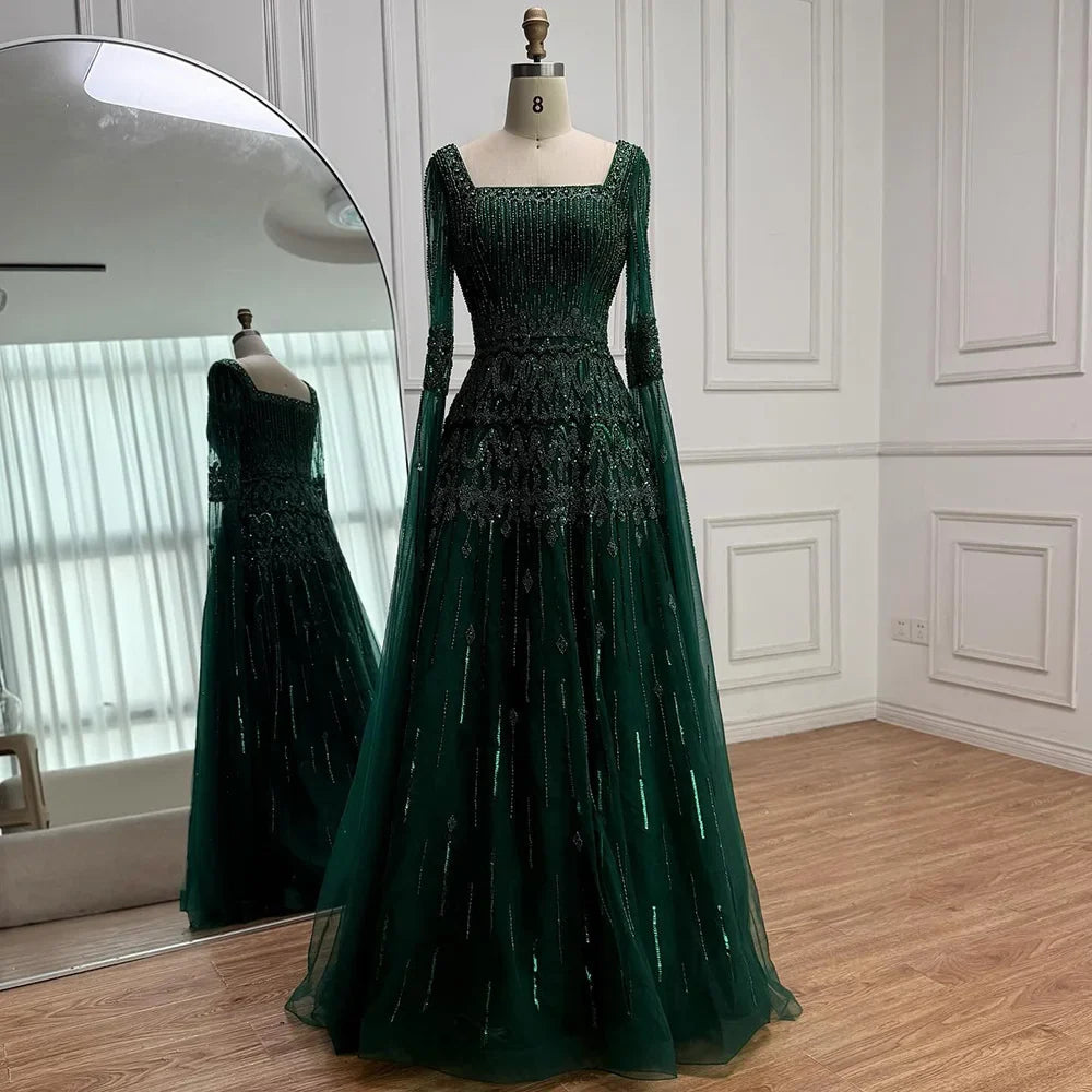 Zapdress 2026 Customized Caramel Beaded A-Line Evening Dress with Cape Sleeves Formal Party Gowns for Women (ZD17259)