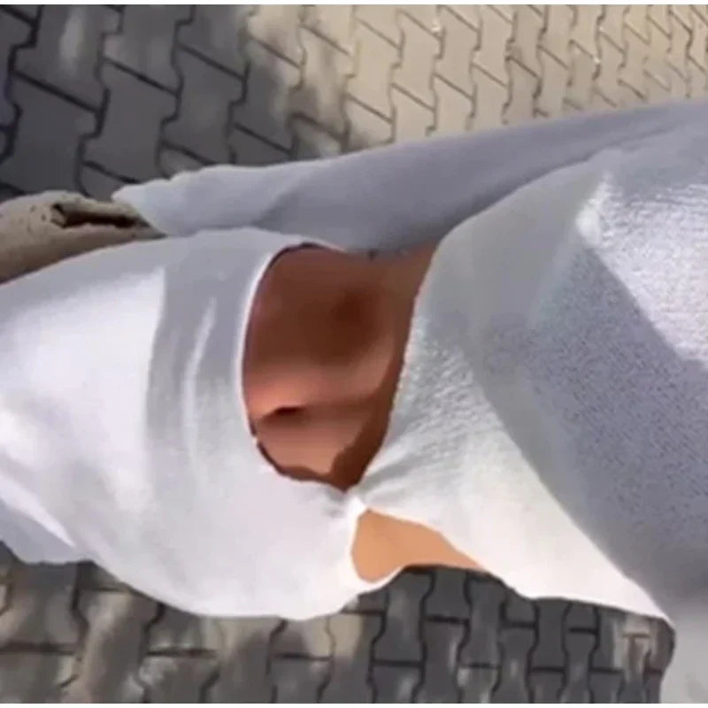 Knitted Hollow Out Solid O - neck Slit Maxi Dress