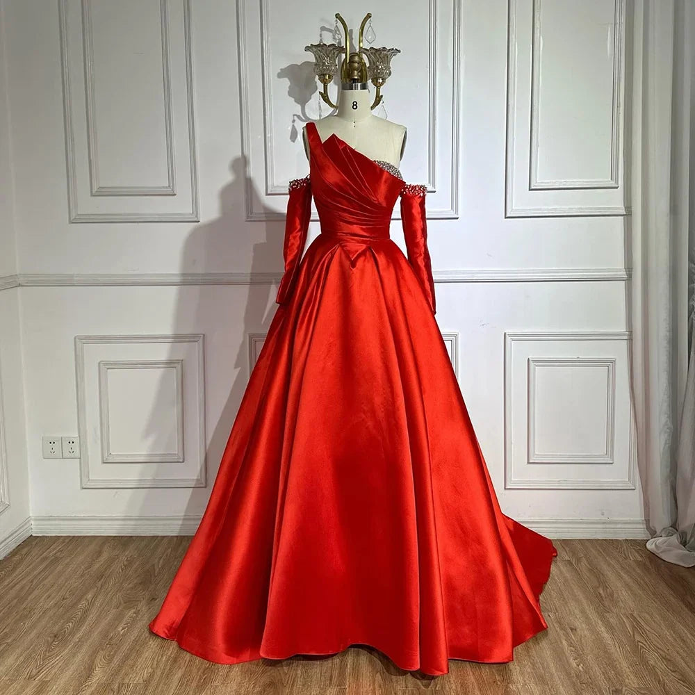 Zapdress 2025 Elegant Black One-Shoulder A Line Beaded Evening Dresses Gowns with Sleeveless For Party DLA72741 Customized (ZD17183)