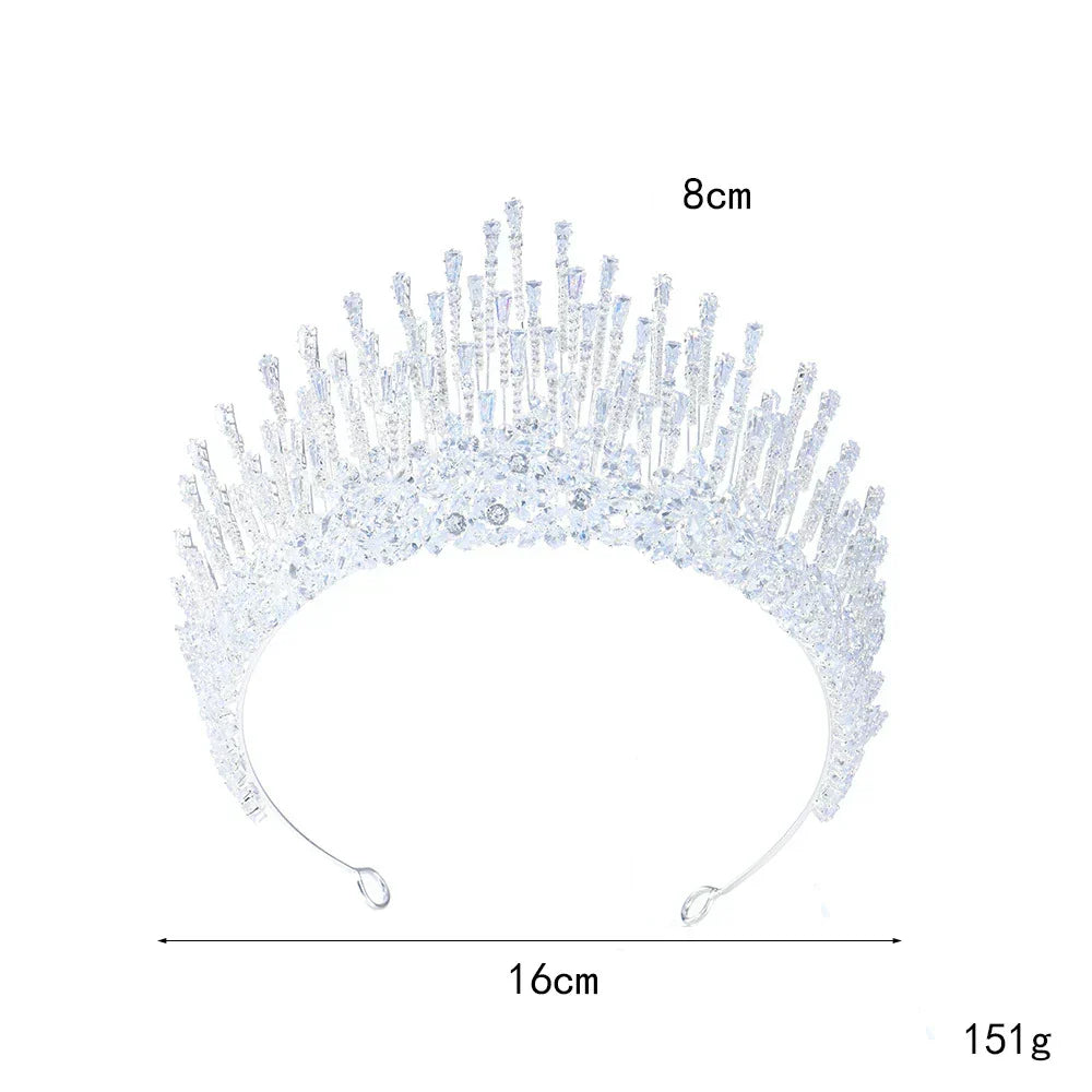 Big Large Zirconia Tiara Crown Birthday Gift Diadem Brides Party Dinner Dress Headband Wedding Accessories Bridal Hair Jewelry