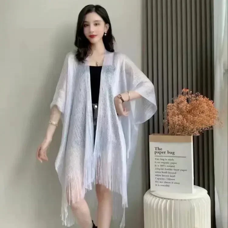 Fringe Tassel Mesh Beach Cover Up