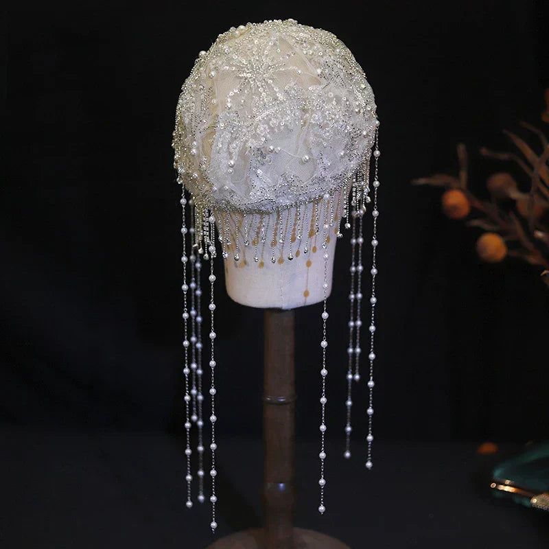 Flower Lace Headbands Hairbands Pearl Rhinestones Headpieces Headwear For Brides Women Bridal Jewelry Wedding Hair Accessories
