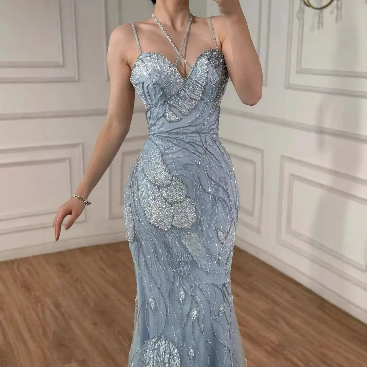 Zapdress Light Blue Mermaid Evening Prom Dresses 2026 Formal Party Gowns for Women Vestidos De Fiesta DLA72492 Customized (ZD17200)