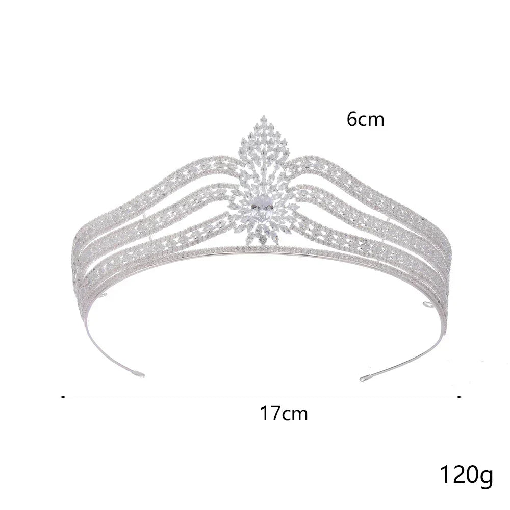 Wedding Hair Accessories Cubic Zirconia Tiaras and Crowns Zircon Headpiece For Brides Women Pageant Prom Headband Bridal Jewelry