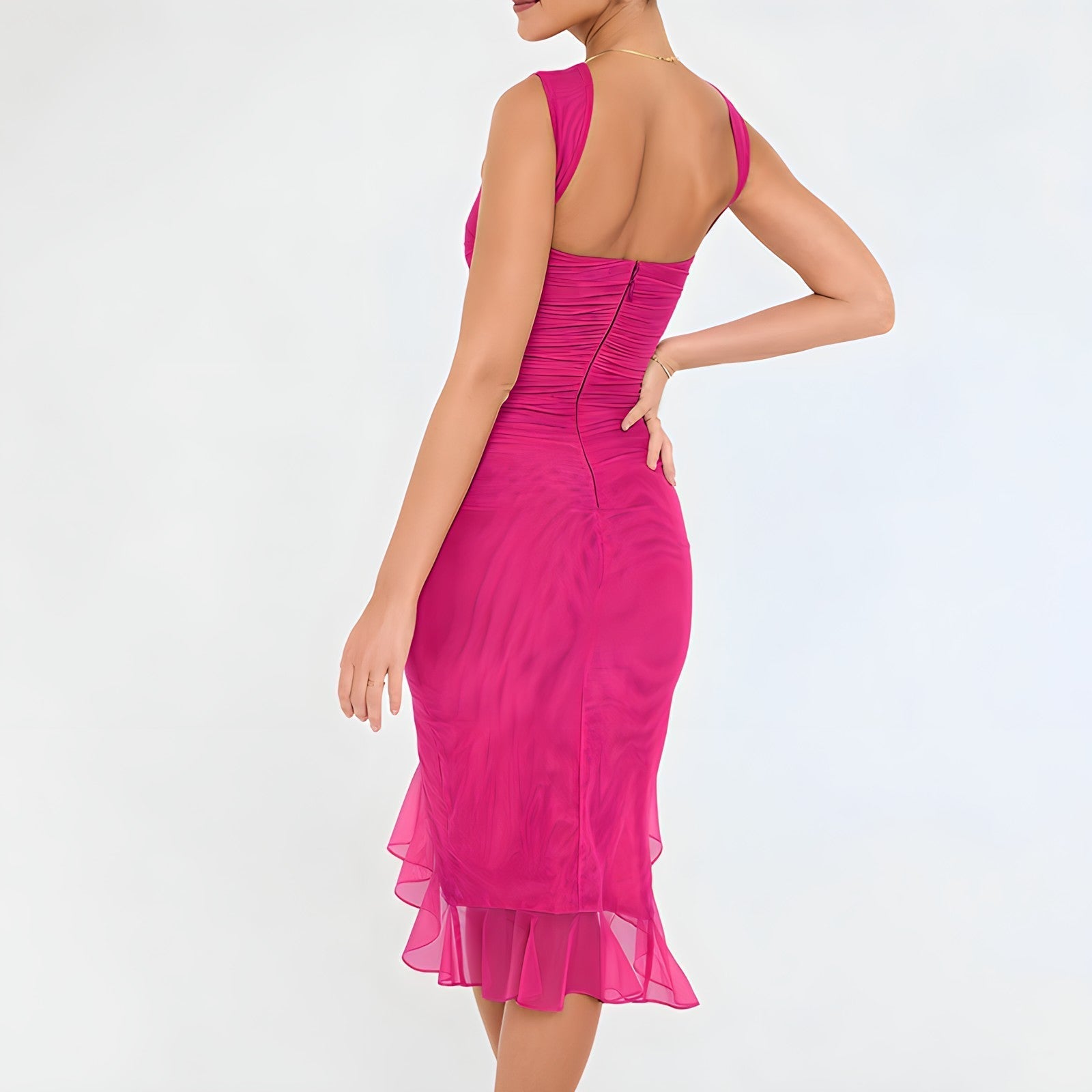 Ariana Exclusive Midi Dress with Ruffles Elevated Occasion Wear