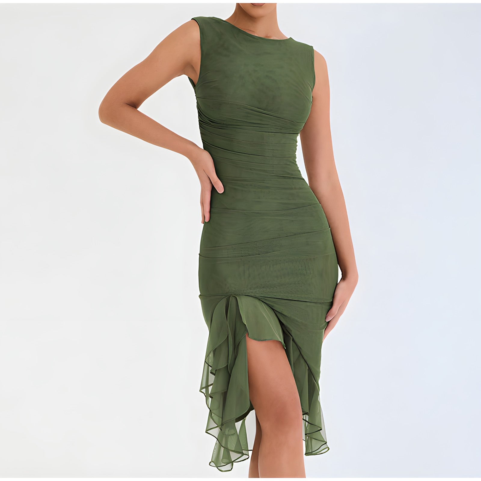 Ariana Exclusive Midi Dress with Ruffles Elevated Occasion Wear