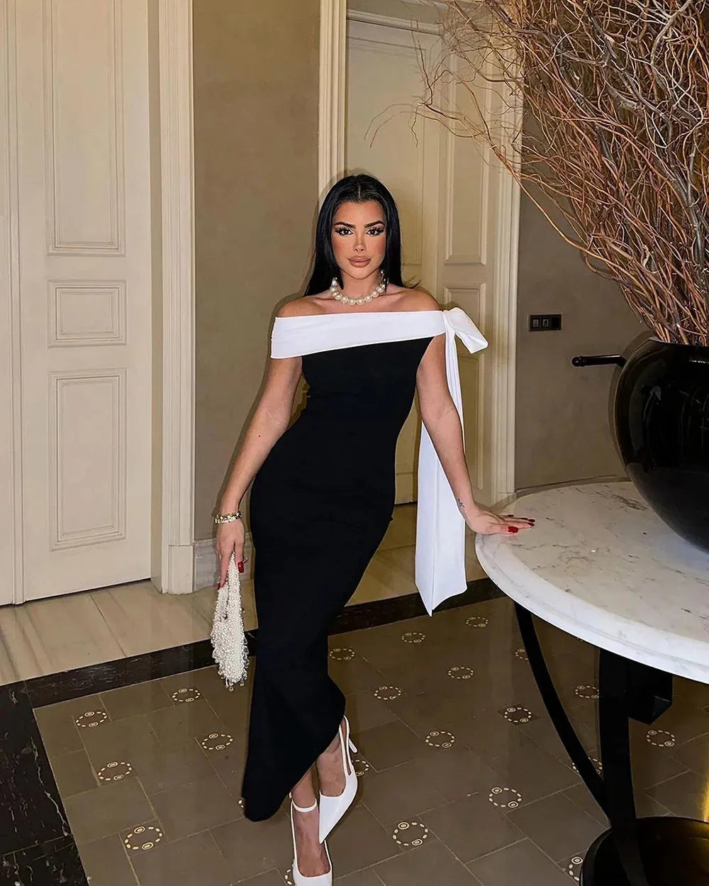 Saudi Evening Dresses Mermaid Prom Dresses Black Simple Gala Dress With Bow Split Formal Occasion Gown