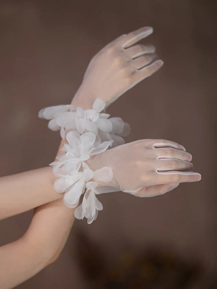 Short Bridal Gloves White Wristband Wedding Glove For Women Girl Party Evening Dress Jewelry Brides Accessories