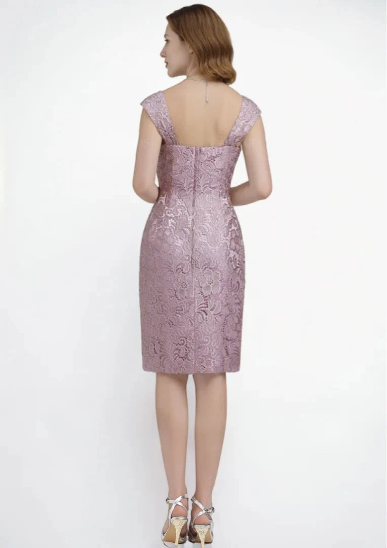 Fashion Sheath Mother of the Bride Dress Sweetheart Neckline Long Sleeve Jacket Knee-Length Evening Dress Free Customized