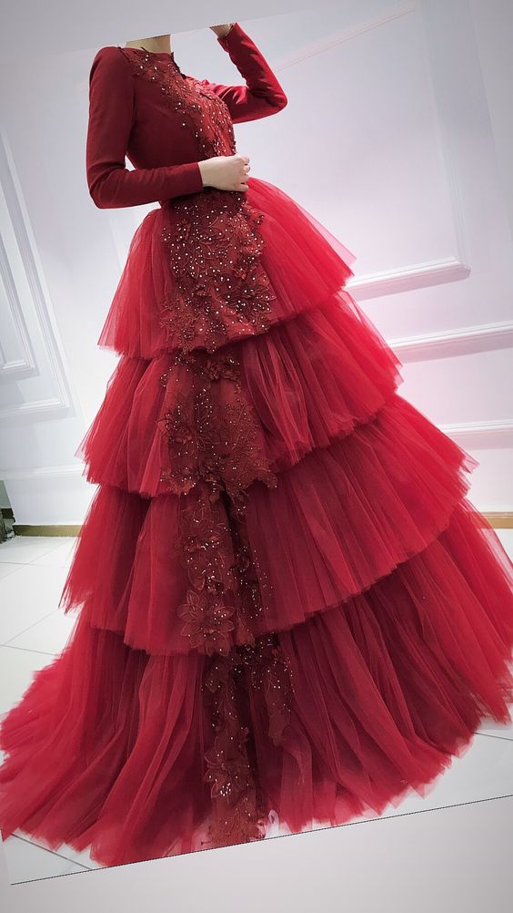 Unique long sleeves prom dress evening dress S7351 - VelvetHem