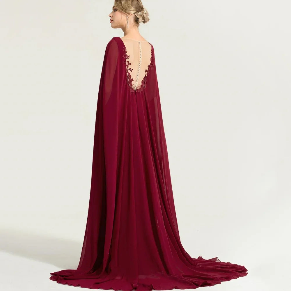 Customized Chiffon V Neck Bridal Dress Elegant Appliques A Line Wedding Party Gowns For Bride Button Shawl Formal Mother Dresses