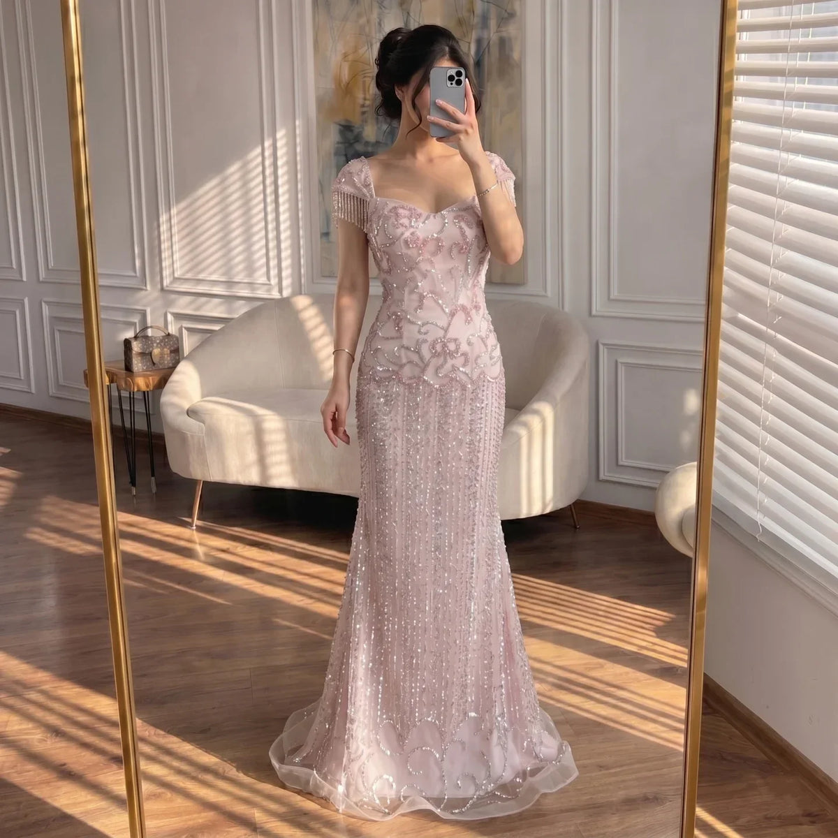 Zapdress Pink Mermaid Beaded Evening Gowns 2026 Arabic Elegant Wedding Party Dresses DLA73550 Customized (ZD17287)