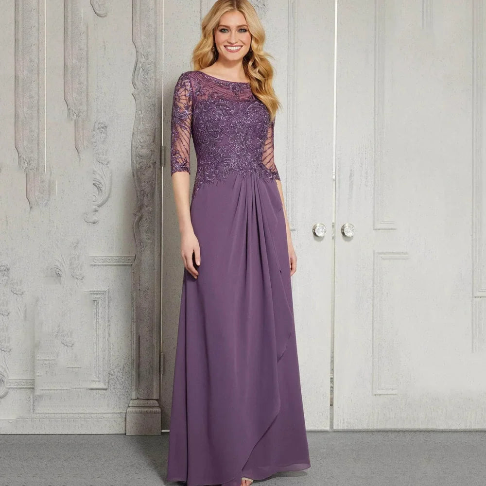 Formal Occasion Customized Bridal Dress Elegant Lace A Line Wedding Party Gowns Chiffon Mother Dresses robes invitée mariage as picture