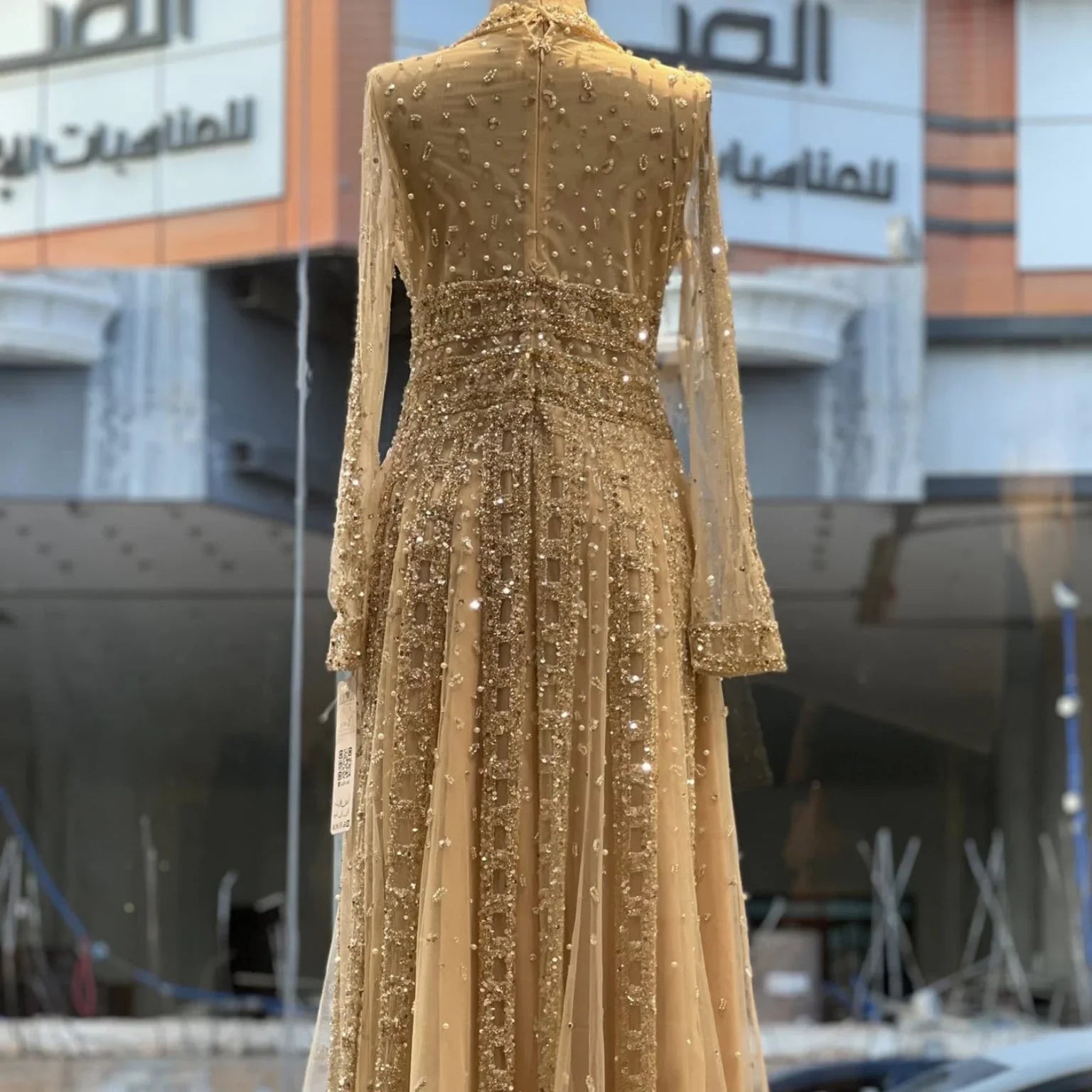 Zapdress Customized 2026 Lapel Collar Long Sleeve Evening Dress Luxury Beaded A-Line Modest Party Gowns (ZD17210)