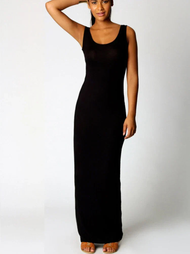 Solid Sleeveless Bodycon Maxi Dress - VelvetHem
