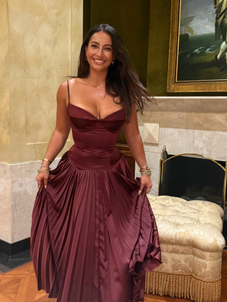Beautiful A line Spaghetti Straps Burgundy Long Satin Party Dresses Prom Dress