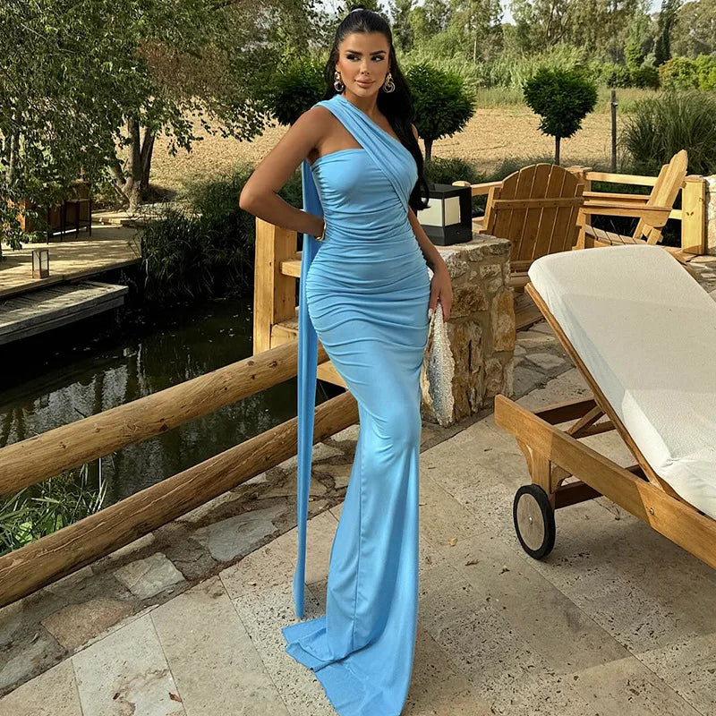 Strapless Off Shoulder Pleated Maxi Dress - View 7 | VelvetHem