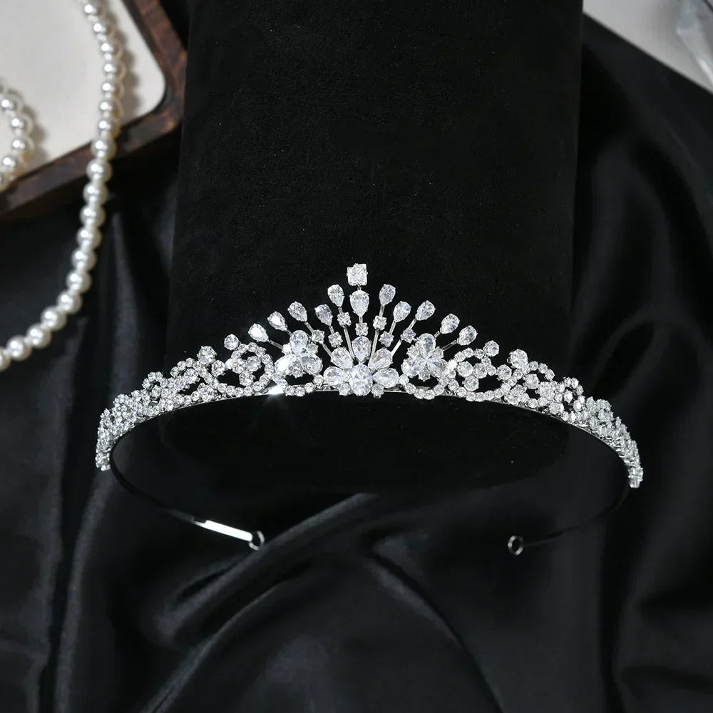 Bridal Hair Jewelry AAA Zircon Tiaras and Crowns CZ Zirconia Headband Women Brides Prom Pageant Headpiece Wedding Accessories a
