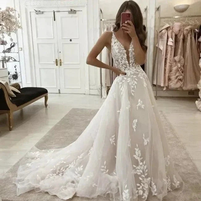 MACDOUGAL Boho Wedding Dress off The Shoulder Vintage Lace Appliques Bride Dresses Vestido De Novia Custom Made For Women (ZD14269)