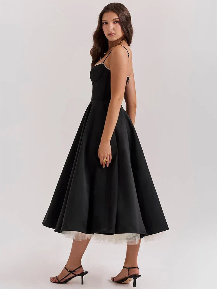 A-line Backless Spaghetti Strap Midi Dress - View 4 | VelvetHem
