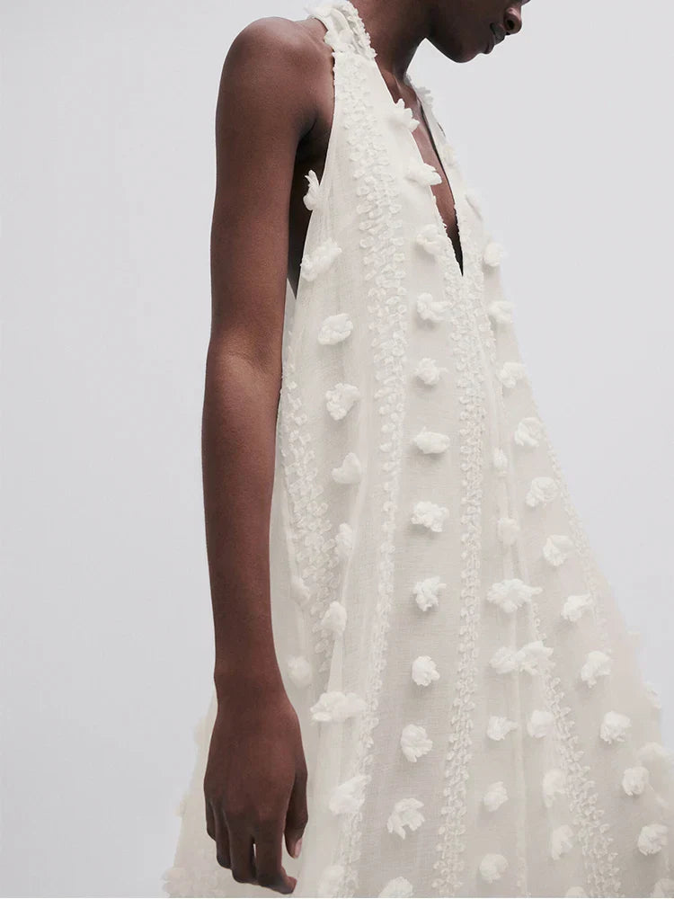 Halter Floral Mesh Elegant Dress for Layered Outfit Styling