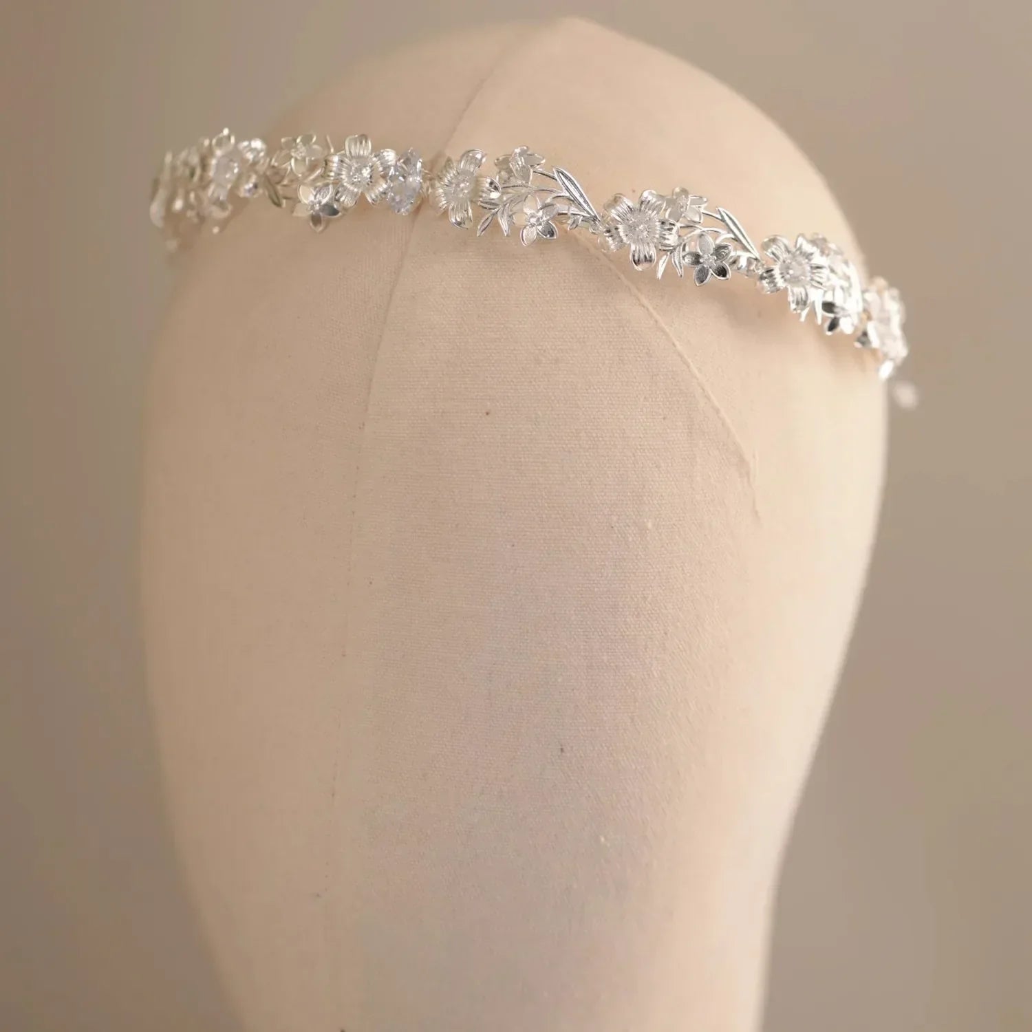 Flower Headband Hairband Silver Color Headpiece Bride Women Zircon Headwear Headdress Bridal Hair Jewelry Wedding Accessories