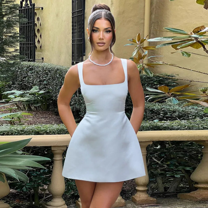 Waist Wrap A-Line Strap Mini Party Dress - View 2 | VelvetHem