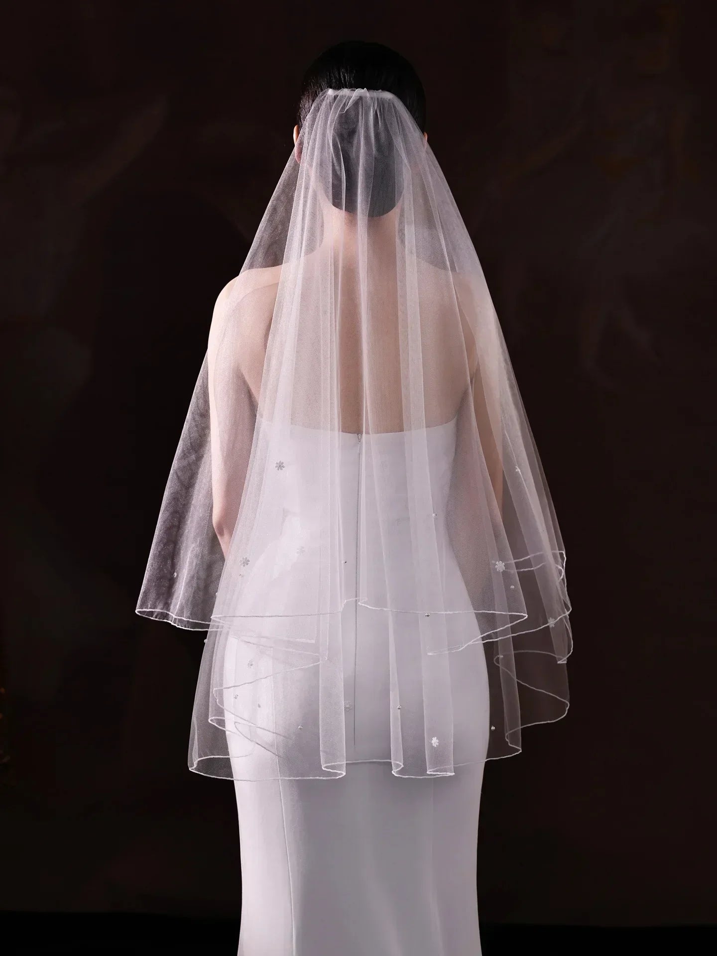 Flower Pearl Bridal Veil Short Wedding Veils For Brides Evening Dinner Party Dress Women Girl Gifts Hair Accessories Jewelry