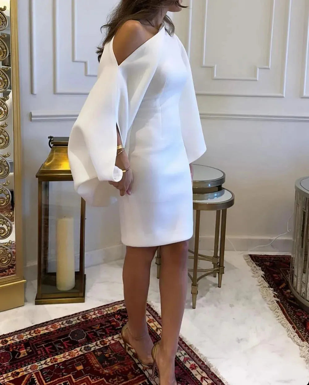 Mermaid Prom Dresses For Women Puff Sleeves Knee Length Saudi Arabia Elegant Party Dresses For Formal Occasions