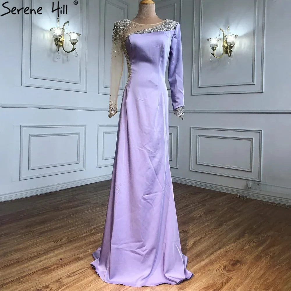 Zapdress Customized White Satin Long Sleeve Mermaid Simple Beaded Evening Dress Party Gowns For Women Bridal Shower (ZD17293)