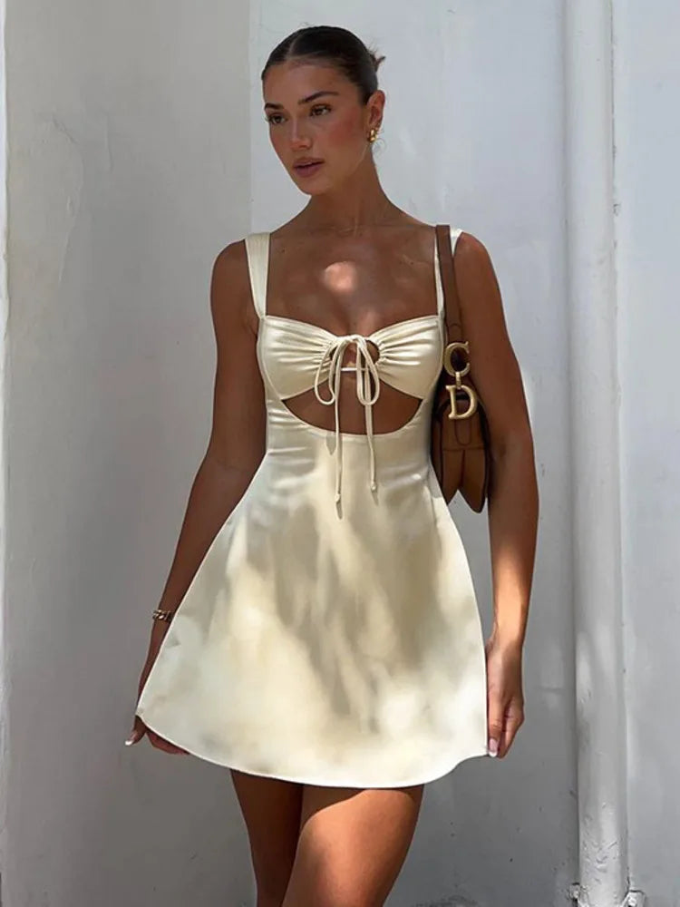 Bandage Hollow Spaghetti Gothic Mini Dress - View 4 | VelvetHem