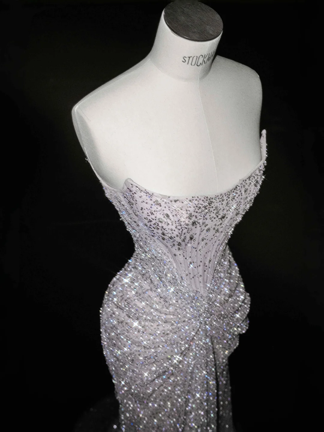 Sparkly Lilac Tulle Beaded Prom Dress Strapless Mermaid Evening Dress Y8664 - View 2 | VelvetHem