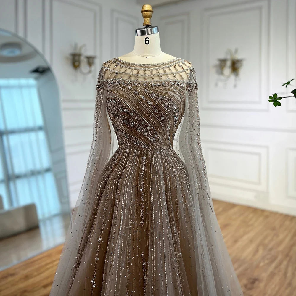 Zapdress Pink A-line Evening Dress with Cape Sleeves Beaded Wedding Party Gowns for Women DLA72994 Customized (ZD17258)